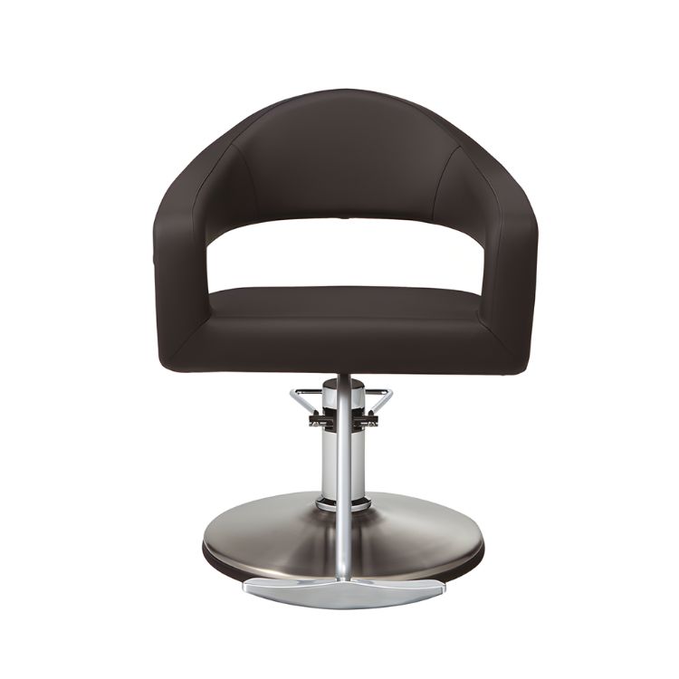 Frontvy av G90 Ai frisörstol från Takara Belmont med rundad och komfortfokuserad design