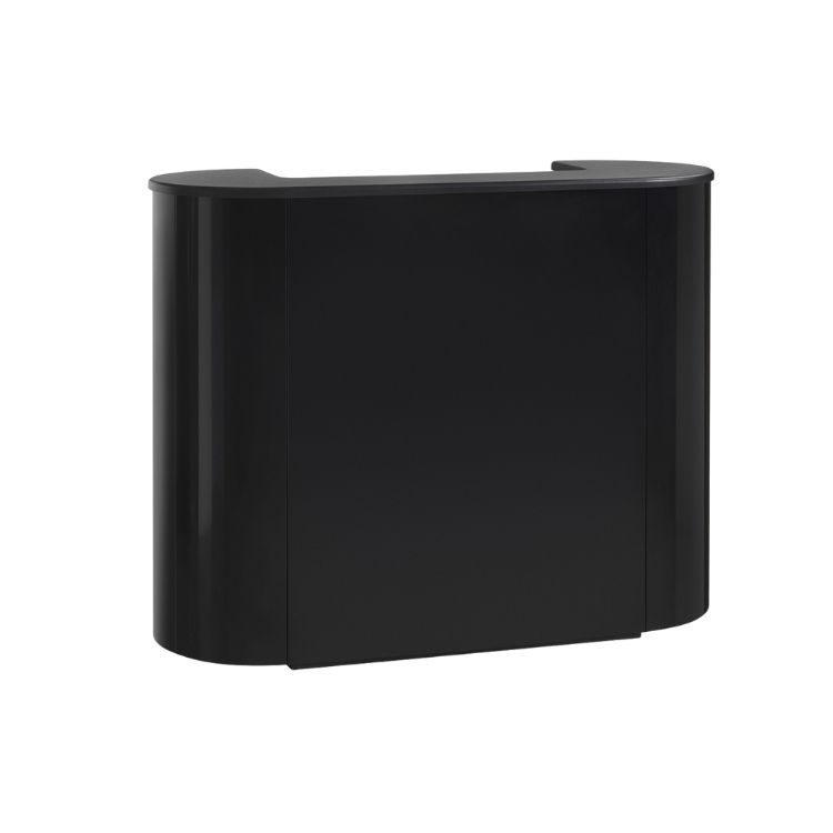 Metal Reception receptionsdisk i svart utförande med rundad front, frontvy.