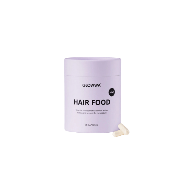 “Glowwa Hair Food Meno – 60 kapslar hårtillskott med biotin, zink och vitaminer anpassade för hormon
