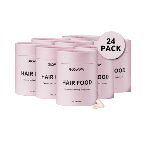“Glowwa Hair Food Original 24-pack – veganskt hårtillskott i storpack för professionella salonger.”