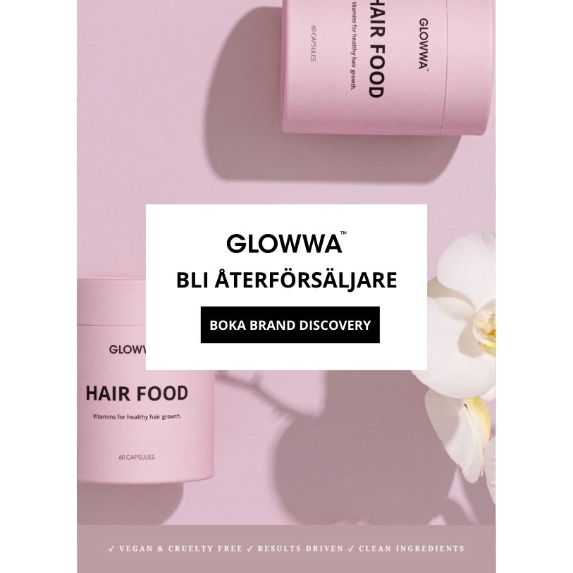 Glowwa Hair Food från Parfum Lombard – erbjudande för salonger i Sverige att bli återförsäljare.