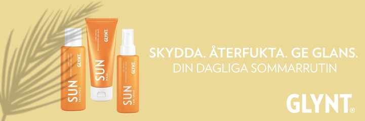 sun serie från glynt med shampo,mask och leave-in produkter